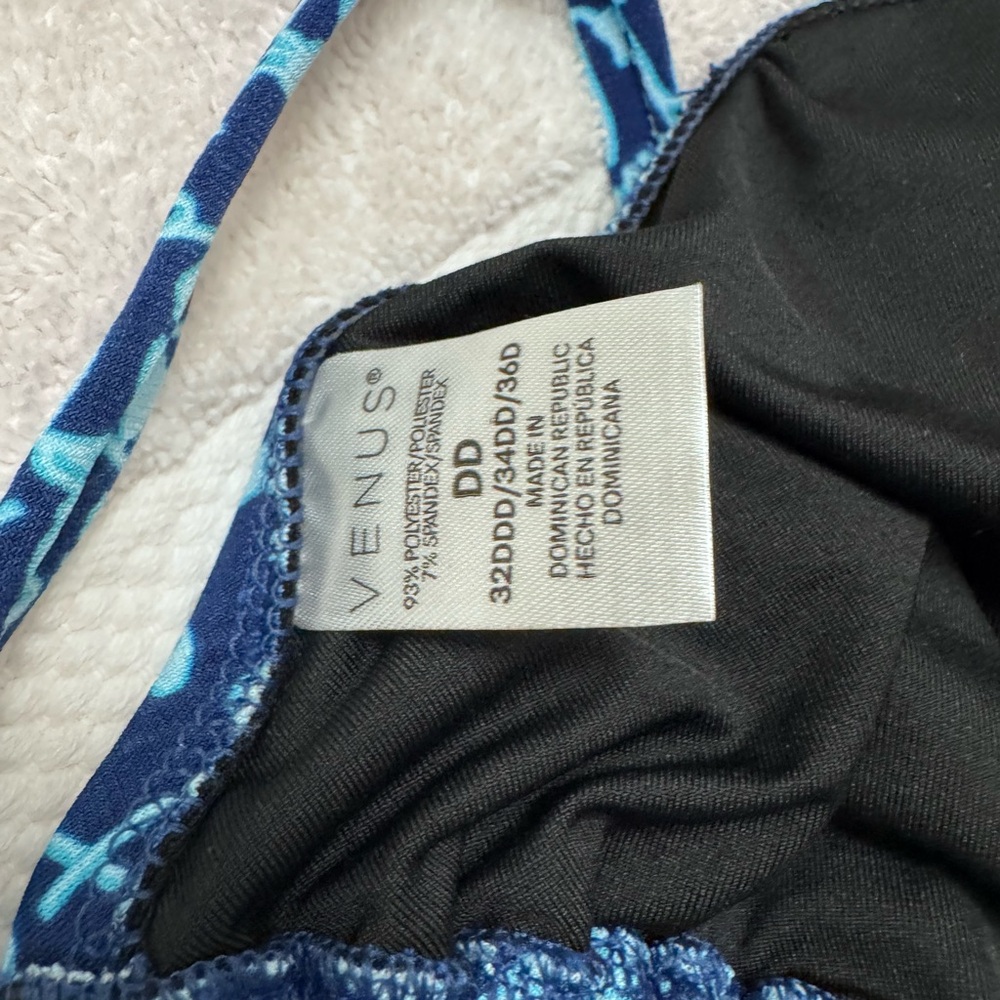 VENUS Navy & Aqua Leaf-Print Tie Bikini Set - Picture 4 of 4